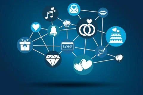 Graphic Vector Network Wedding blue Stock Illustration