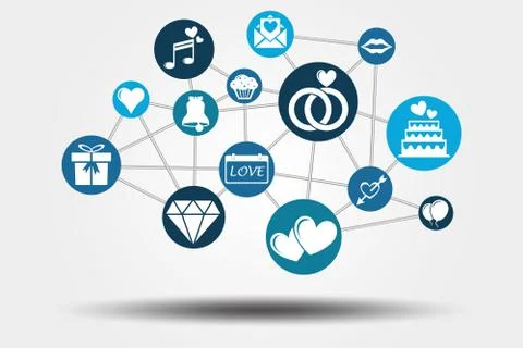 Graphic Vector Network Wedding grey Stock-Illustration