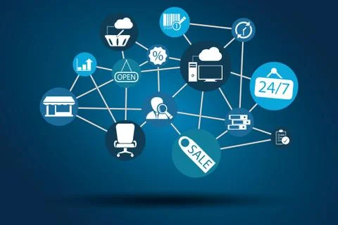 Graphic Vector Network Work, Internet, Web and Business blue Stock Illustration