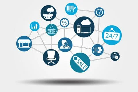 Graphic Vector Network Work, Internet, Web and Business grey Stock Illustration