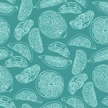 Graphic vector seamless pattern with citrus slices Stock Illustration