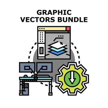 Graphic vectors bundle concept with design tools Illustrazione stock