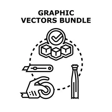 Graphic vectors bundle with design and craft tools Stock Illustration