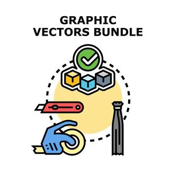 Graphic vectors bundle with design and craft tools Stock Illustration