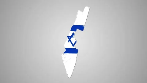 Graphic video animation with map and flag of Israel, with alpha channel. Stock Footage 168284377