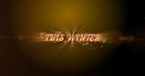 Graphic video with the text This winter coming out on the dark golden background Stock Footage 99474404