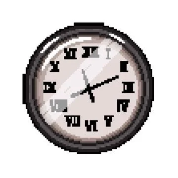 Graphic wall clock pixel art vector illustration Stock Illustration