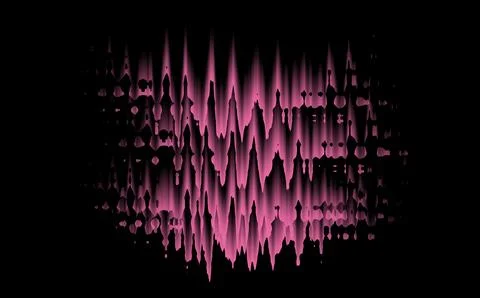 Graphic wave effect pink 3d waves on black background. Gloomy background Stock Illustration