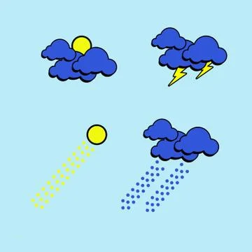 Graphic weather on blue background. Stock Illustration
