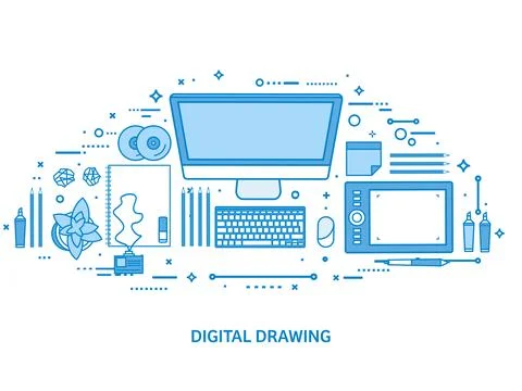 Graphic web design. Drawing and painting. User interface UI. Landing page 库存插图