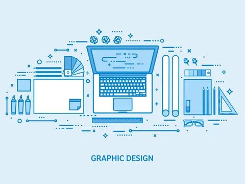 Graphic web design. Drawing and painting. User interface UI. Landing page Stockillustratie