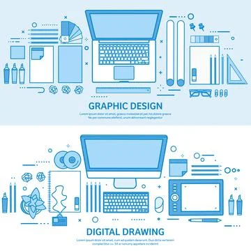Graphic web design. Drawing and painting. User interface UI. Landing page Stock-Illustration
