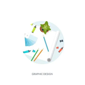 Graphic web design. Drawing and painting. Development. Illustration sketching Stock Illustration