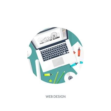 Graphic web design. Drawing and painting. Development. Illustration sketching Stock-Illustration