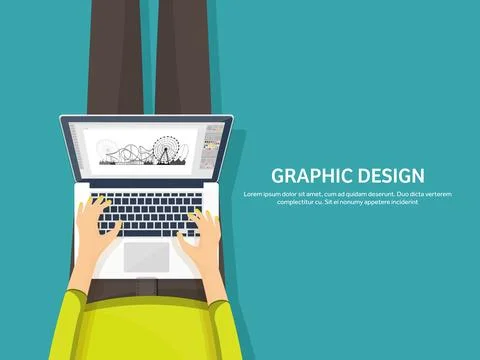 Graphic web design. Drawing and painting. Development. Illustration, sketching Stock Illustration