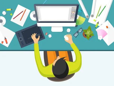 Graphic web design. Drawing and painting. Development. Illustration, sketching 库存插图
