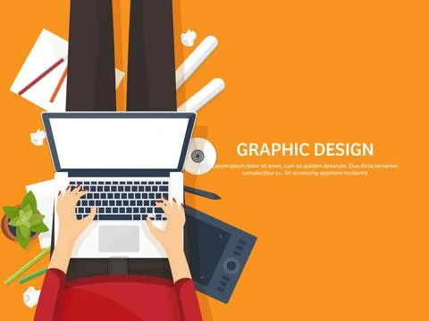 Graphic web design. Drawing and painting. Development. Illustration, sketching 库存插图