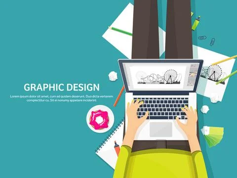 Graphic web design. Drawing and painting. Development. Illustration, sketching 库存插图