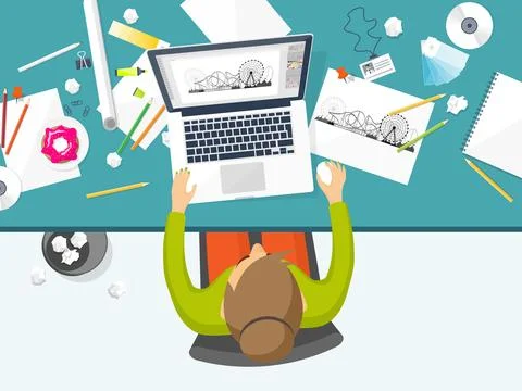 Graphic web design. Drawing and painting. Development. Illustration, sketching Stock-Illustration