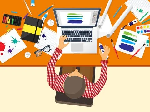 Graphic web design. Drawing and painting. Development. Illustration, sketching 库存插图