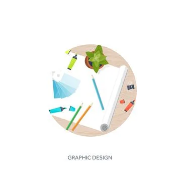 Graphic web design. Drawing and painting. Development. Illustration sketching Stock Illustration