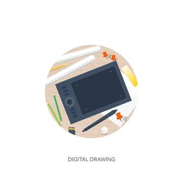 Graphic web design. Drawing and painting. Development. Illustration sketching Illustrazione stock