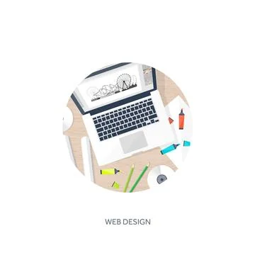 Graphic web design. Drawing and painting. Development. Illustration sketching Stock-Illustration