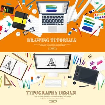 Graphic web design. Drawing and painting. Development. Illustration, sketching 스톡 일러스트