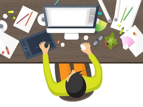 Graphic web design. Drawing and painting. Development. Illustration, sketching Stockillustratie