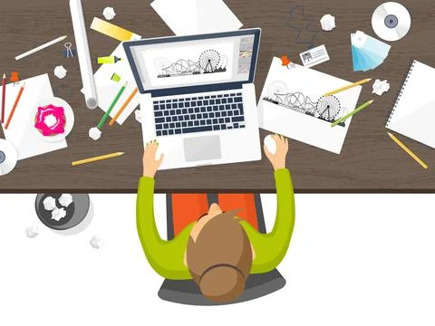 Graphic web design. Drawing and painting. Development. Illustration, sketching Illustrazione stock