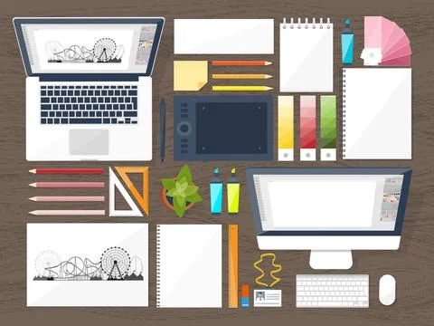 Graphic web design. Drawing and painting. Development. Illustration, sketching Stock-Illustration