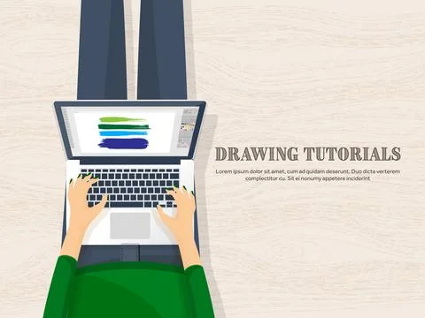Graphic web design. Drawing and painting. Development. Illustration, sketching Illustrazione stock