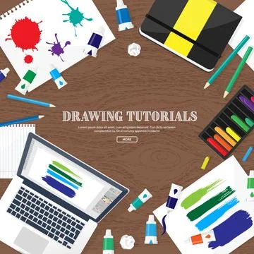 Graphic web design. Drawing and painting. Development. Illustration, sketching 库存插图