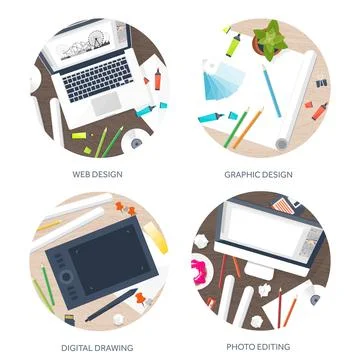 Graphic web design. Drawing and painting. Development. Illustration sketching 스톡 일러스트