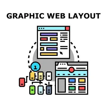 Graphic web layout and user interface developing concept Stock Illustration