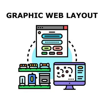 Graphic web layout developing user interface experience concept Stock Illustration