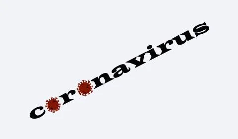 Graphic on white background with diagonal text reading "coronavirus" Stock Illustration
