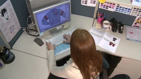 GRAPHIC WORK STATION OVERHEAD Stock Footage 93402549