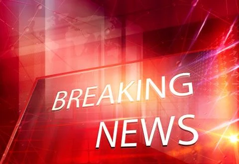 Graphical 3D breaking news text in big flat screen Concept Series Ilustración de archivo