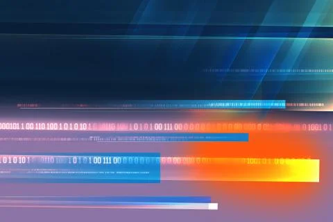 Graphical abstract background with lens flare and digital binary codes Stockillustratie
