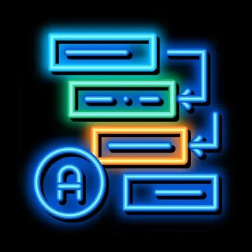 Graphical automatic algorithm neon glow icon illustration Stock Illustration