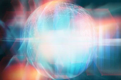 A Graphical block-chain technology inside globe sphere - Global connectivity  イラスト素材