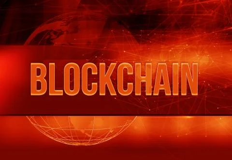 Graphical blockchain red theme background with connection lines concept 스톡 일러스트