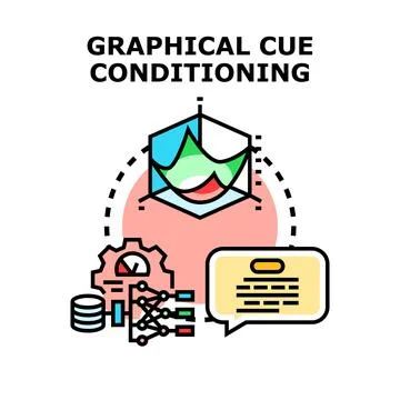 Graphical cue conditioning process controlling data analysis Stock Illustration