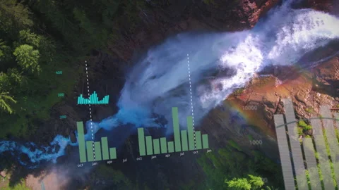 Graphical data acquisition diagrams analysis of climate change and Stock Footage 145976342