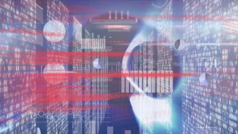 Graphical data and computer coding with futuristic interface Stock Footage 203889782