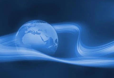 Graphical data lines around earth globe background concept series 스톡 일러스트