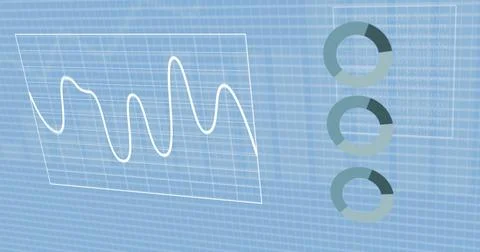 Graphical data visualization with line graph and pie charts Stock Photos