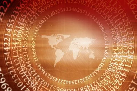 Graphical design with numbers and world map background Concept Series Stock Illustration