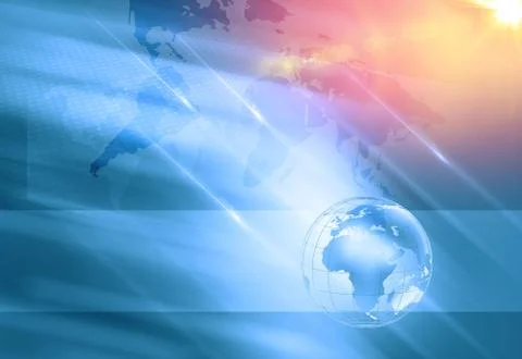 Graphical Digital Technology World Background, With World Map and Corner Lens イラスト素材